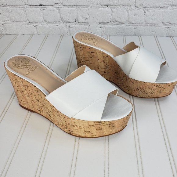 Vince Camuto Shoes - Vince Camuto Kessina White Wedge Mule